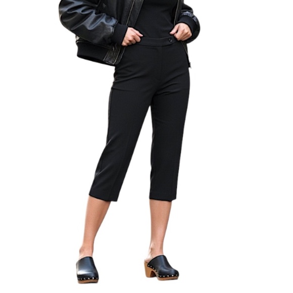 Investments trendy black slim fit high rise pedal pushers capri pants 6 - Picture 1 of 12